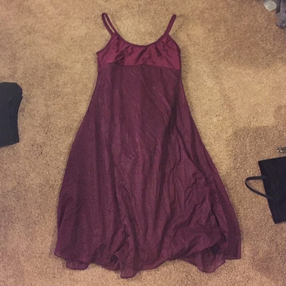 maroon leotard with sheer‎ attached skirt